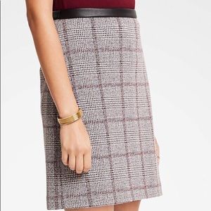 Ann Taylor Plaid Skirt w/ Faux Leather Trim